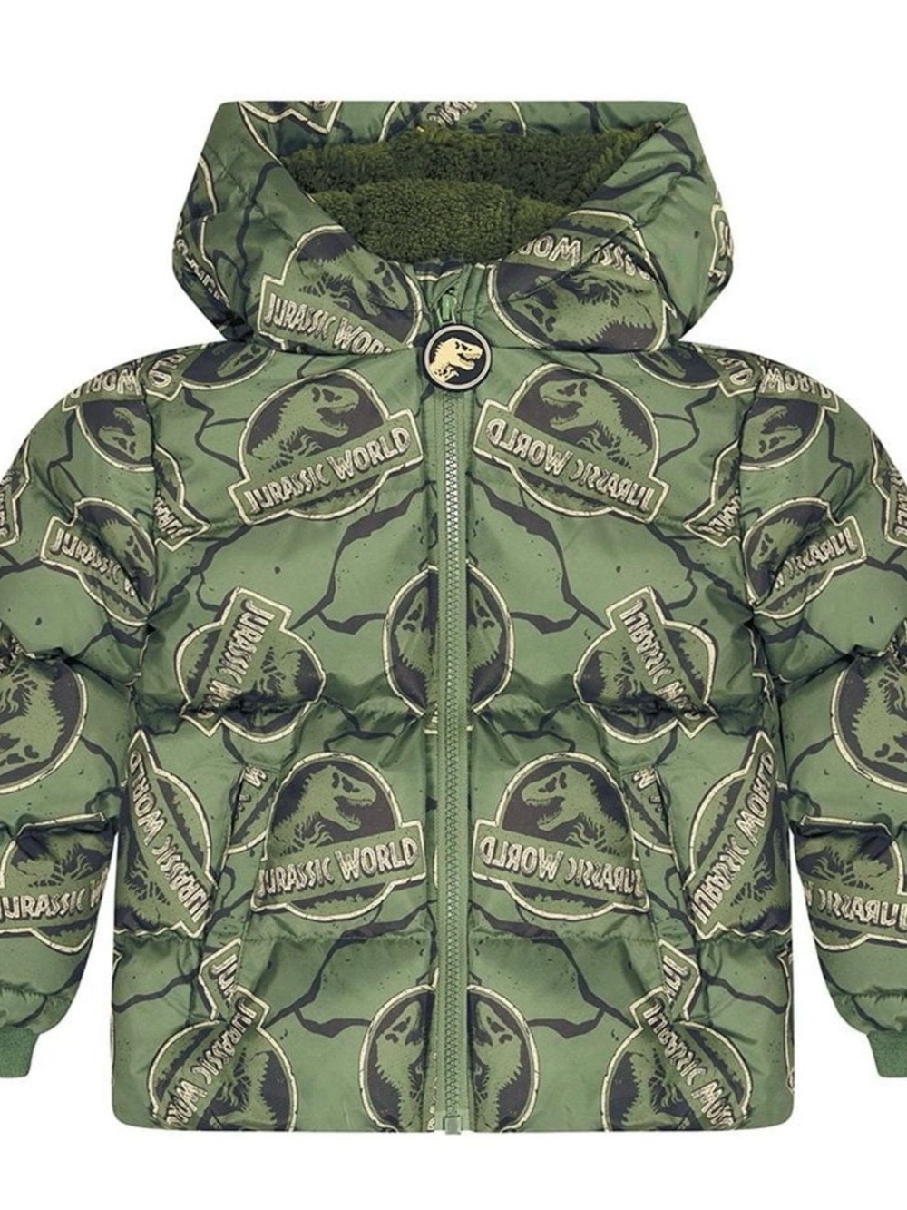 NWT Kids' Jurassic World Green Puffer Winter Jacket size 6/7